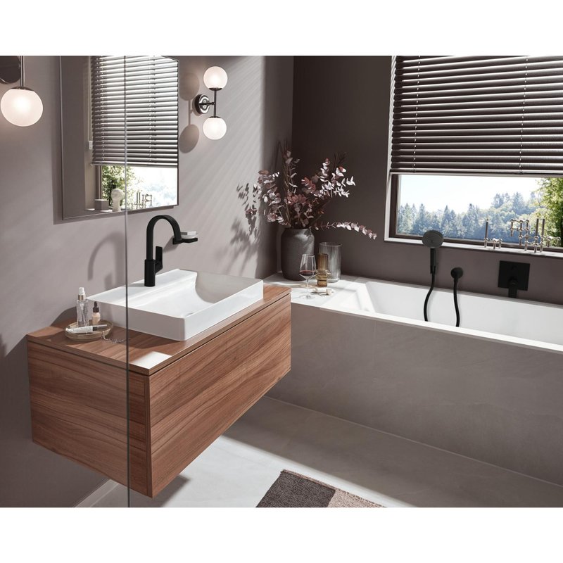 Смесител за душ и вана черен мат | HANSGROHE Vivenis